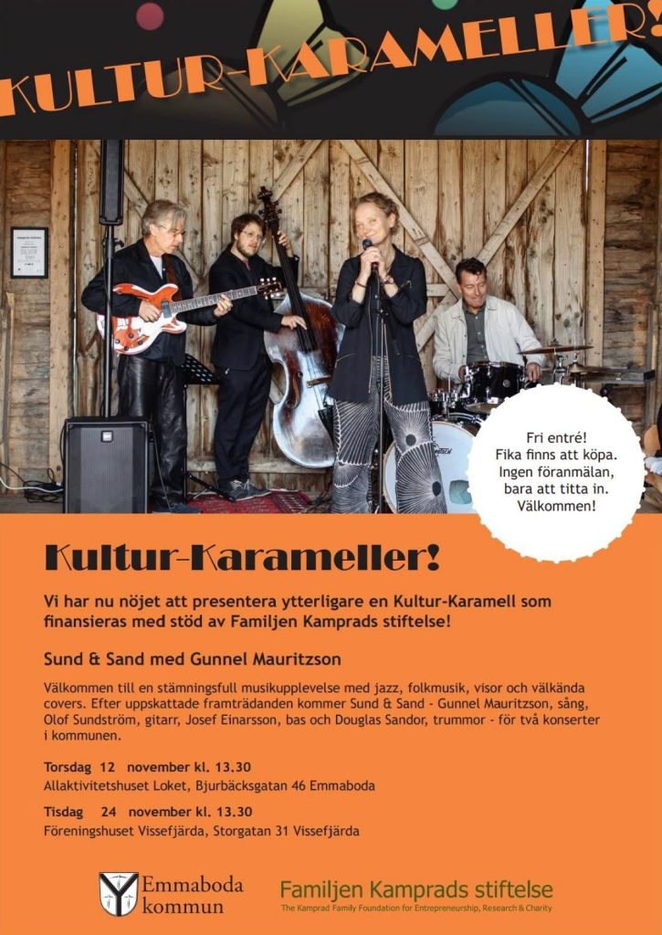 Affisch: Kultur-Karameller, Sund & Sand med Gunnel Mauritzson, tisdag 24 november kl 13.30